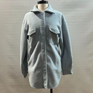 Joie Baby Blue Fleece Fuzzy Button Down Oversized Shacket Jacket Womens Medium